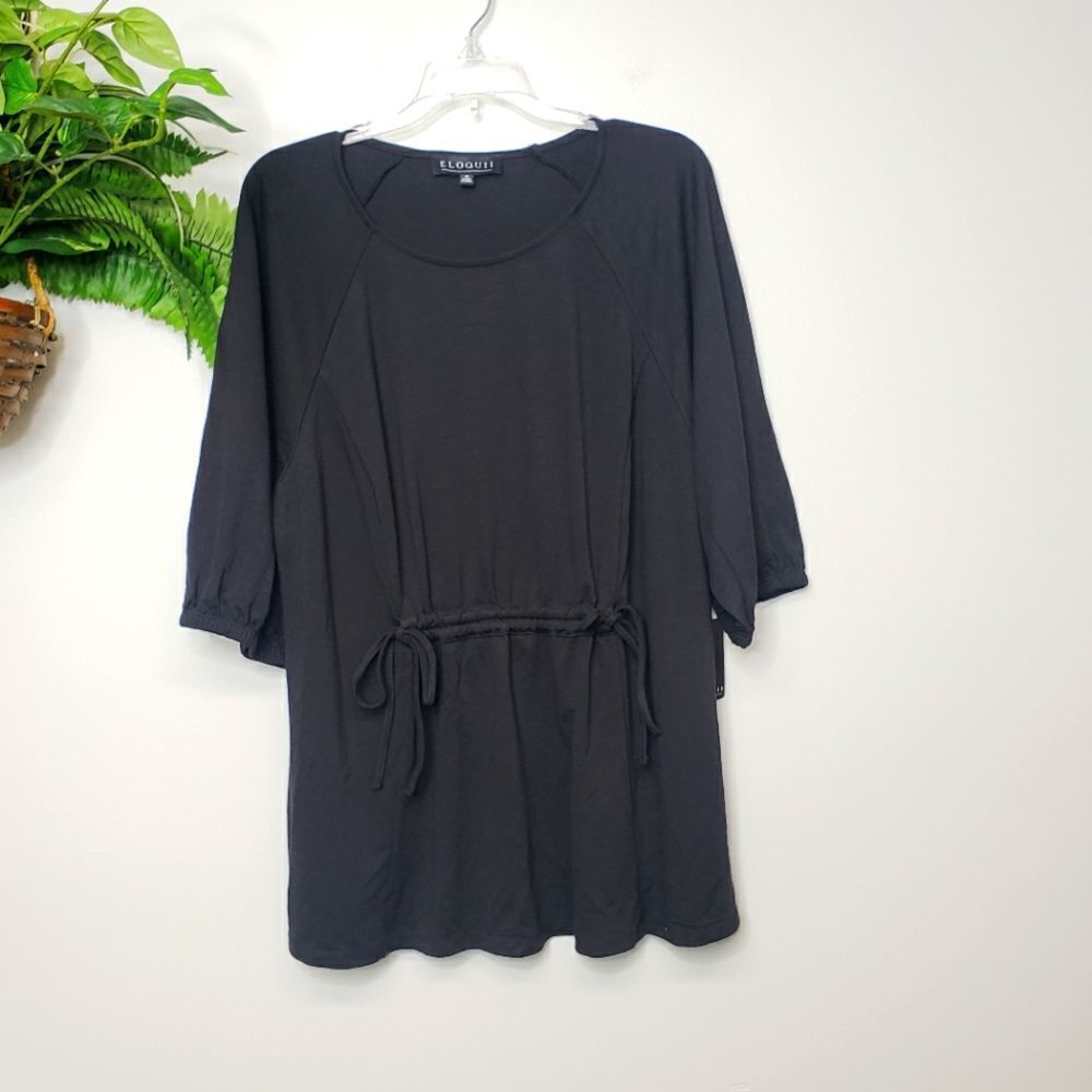 Eloquii Adjustable Cinched Waist in Black Size 18